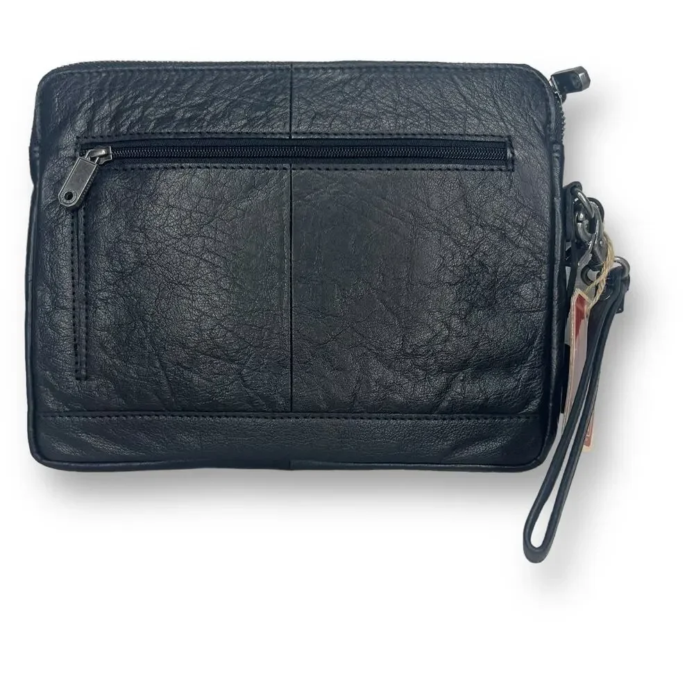 Spikes & Sparrow Tablet Case Black Buffalo Leather iPad Sleeve Zipper Bag 11x9.5